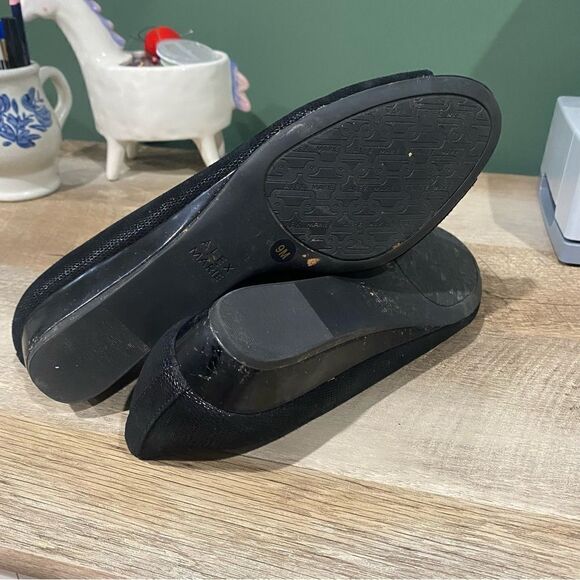 Alex Marie Black Leather Embellished Beaded Wedge Flats Size 9 - Picture 9 of 9